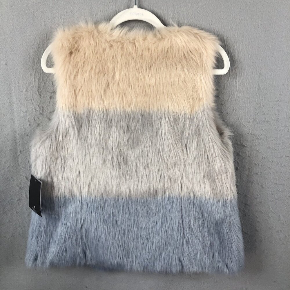 Marc New York Fur Vest Womens Small Pink Gray Ombre Faux Vegan Mobwife NEW - Picture 1 of 16